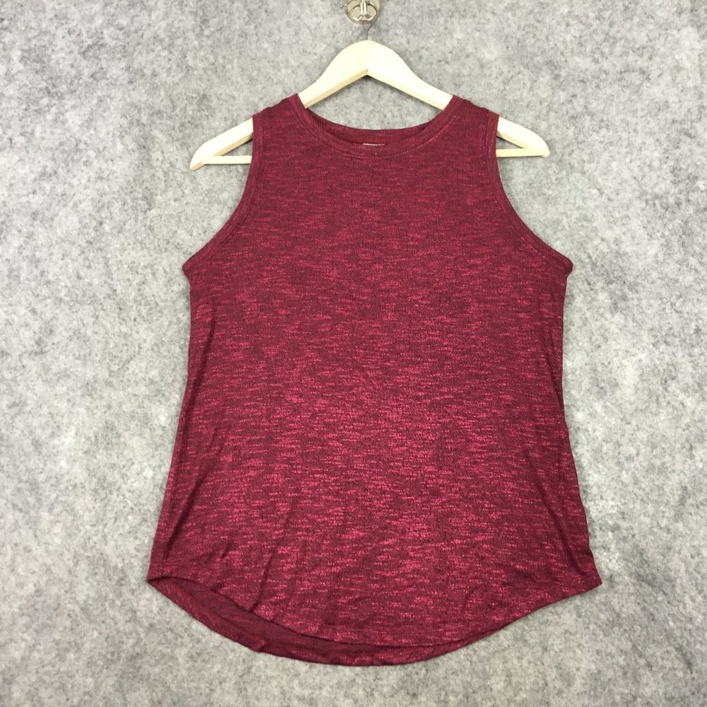 Mudd Tank Top Girls 12 Red Berry Sleeveless Heathered Slub Knit Round Neck Curve